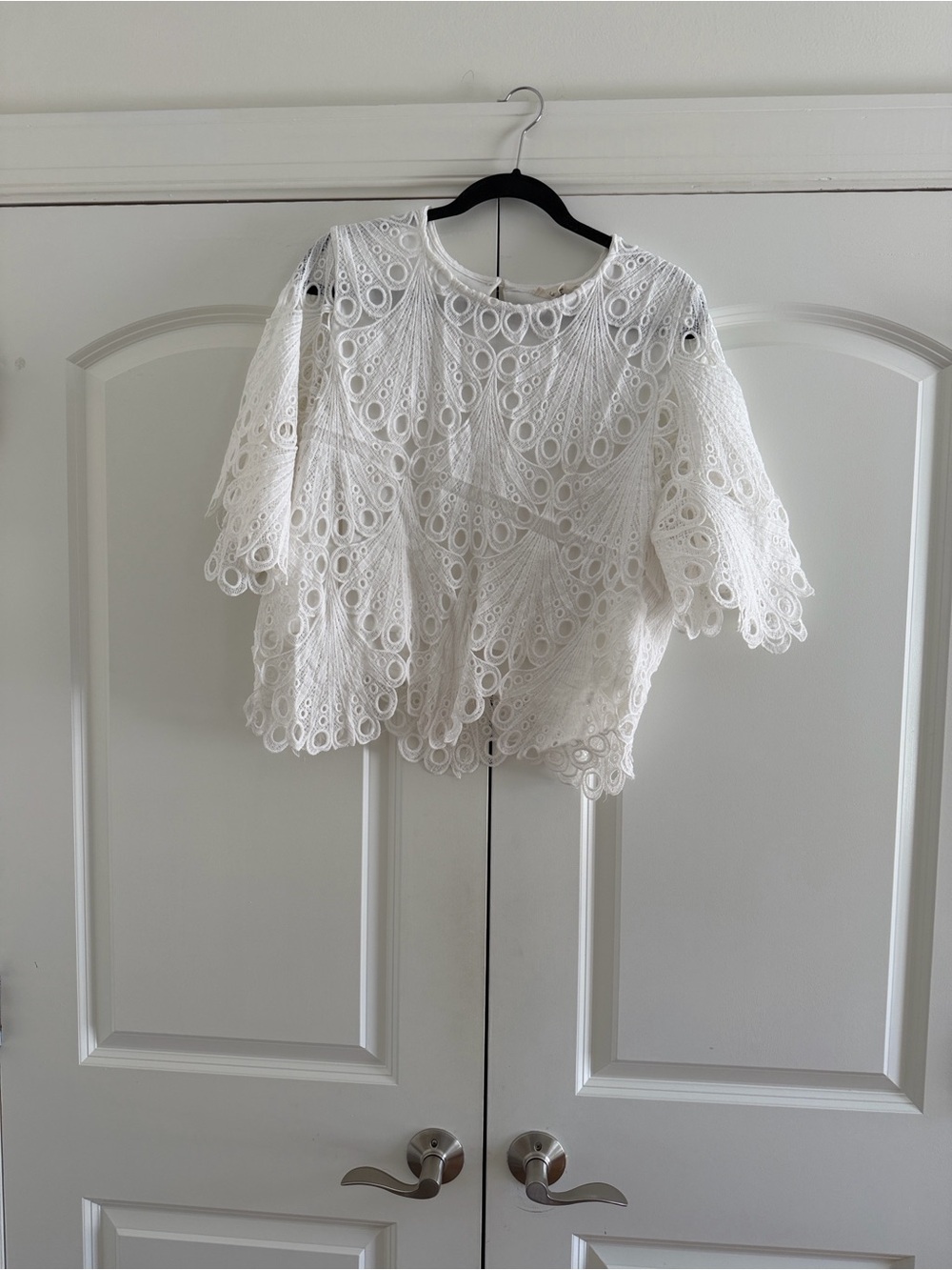 Blue Tassel Eyelet Top  -XL